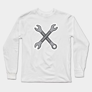 Wrench tool and Metric Spanner Wrench vector illustration. Mechanic working tools equipment objects icon concept. Wrench and Metric Spanner tool in cross sign vector design Long Sleeve T-Shirt